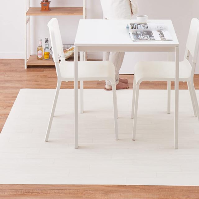 萩原 クッションフロア ダイニングラグ ダイニングマット (約182×300cm,木目クリーム) 水拭きできる 防炎 滑り止めシール付き カットOK