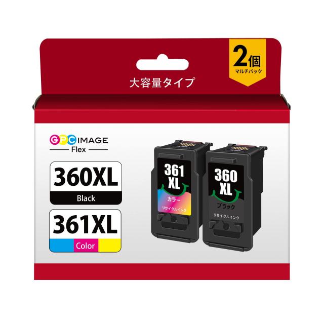 GPC Image Flex キャノン 用 インク 360 361 BC-360XL 361XL 純正大容量より35％アップ 360 361 インク BC-360(ブラック) + 361(3色カラ