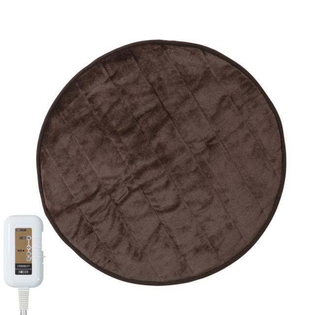 広電(KODEN) ホットマット らく寝ぼう 80×80cm 円形 ブラウン フランネル 洗える ダニ退治 8hOFF 室温センサー付 スライド温度調節 CWR0