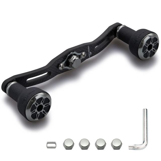 HEIGHTEN 120/110mm リール ハンドル 厚さ4mm 1.5K炭布 カーボン 24mm TPE製 ノブ搭載 シマノ(SHIMANO) ダイワ(DAIWA) アブ(Abu) 通用 ベ
