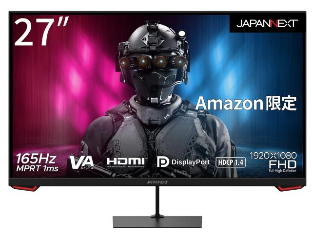 【Amazon.co.jp限定】 JAPANNEXT 27インチ ゲーミングモニター 165Hz 1ms フルHD 1920x1080解像度 VA パネル ディスプレイ (HDMI/Display