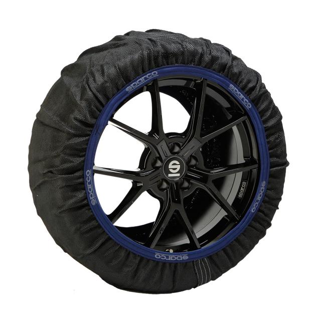 スペイン製 sparco スパルコ スノーソックス ハイパフォーマンス ブラック スノーチェーン 布製タイヤチェーン Lサイズ タイヤサイズ:(18
