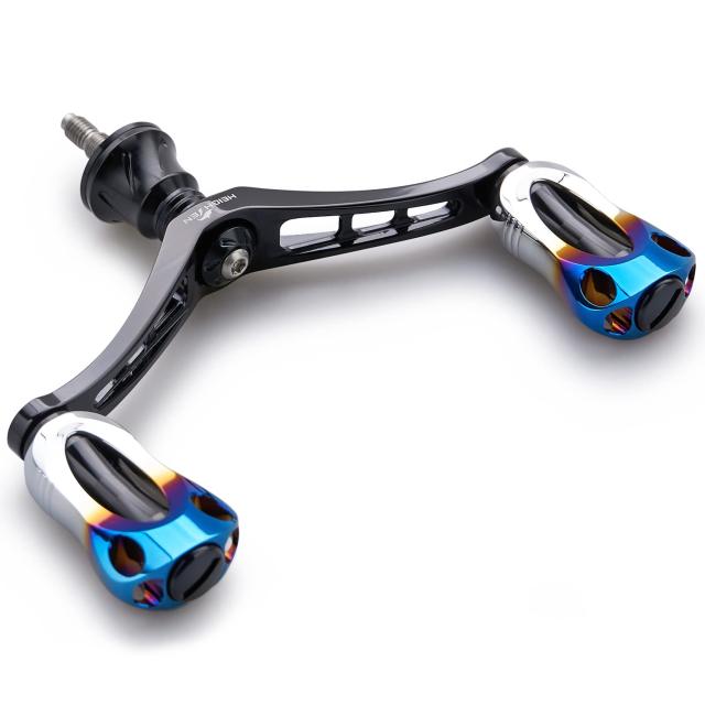 HEIGHTEN 92mm リール ハンドル 22mm ノブ 搭載 シマノ ダイワ 通用 スピニングリール用 Aurora Series (ブラック) (575)