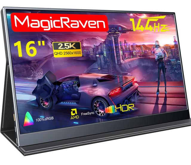モバイルモニター 2.5K 144Hz 16インチ モバイルディスプレイ - MAGICRAVEN ポータブルモニター IPSパネル 16:10画像比 QHD解像度(2560x1