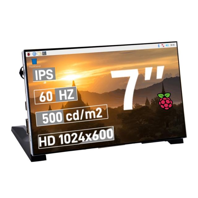 GeeekPi 7インチ 1024x600 IPS LCD モニター (非タッチ) HDMI ポート付き ブラケット付き Raspberry Pi 5/4B/3B+/Zero/400、Banana Pi/Wi
