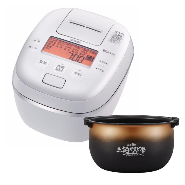 【WEB限定】 タイガー魔法瓶(TIGER) 炊飯器 5.5合 圧力IH式 ご泡火炊き ごほうびだき 土鍋かまどコート釜 ホワイト JPI-S10NW