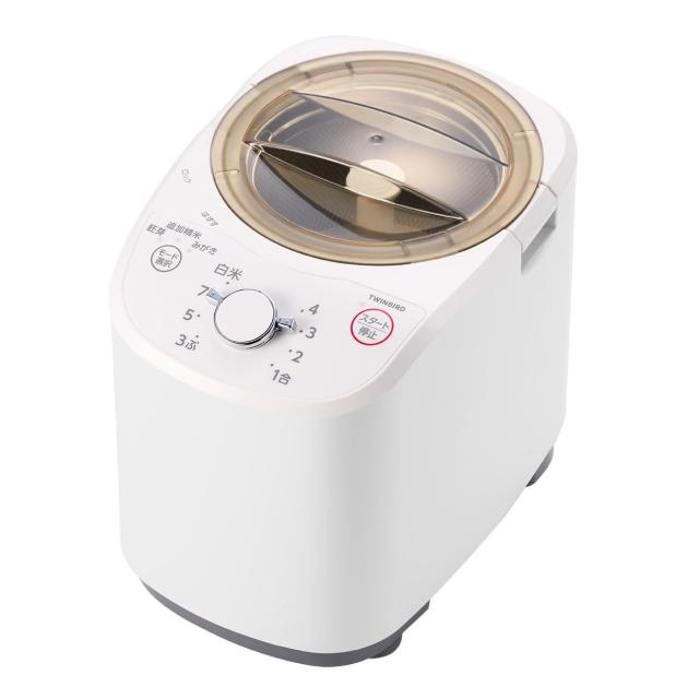 TWINBIRD(ツインバード) 精米機 家庭用 日本製 かくはん式 白米みがき ぶつき調整 コンパクト 軽量 簡単操作 4合 精米御膳 ホワイト EMR-
