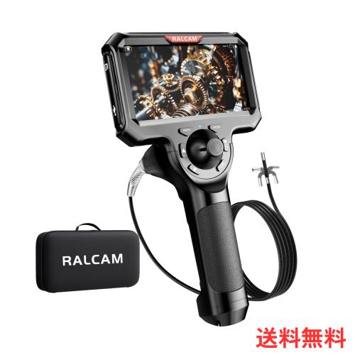RALCAM ファイバースコープ 先端可動式 5インチIPSモニター付 6.2MM極細スコープ 360°四方向回転可能 1080P工業用内視鏡カメラ 自動車整
