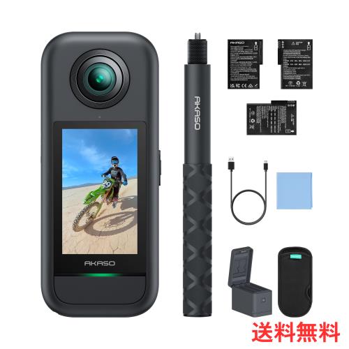 AKASO 360 クリエイターコンボ版 360度カメラ-アクションカメラ 5.7K360度動画 72MP360度写真 新型1/2インチ48MPセンサー 360度水平維持