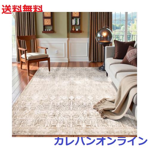 HAOCOO カーペット 2畳 ラグ 洗える 185×185cm 正方形 オールシーズン適用 絨毯 ペルシャ風 ラグマット ふわふわ 滑り止め 防ダニ 防臭