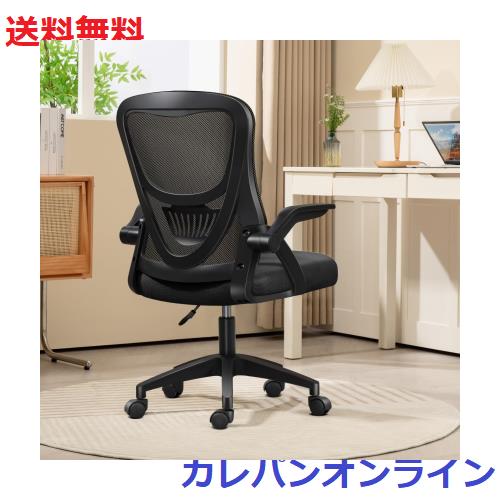 [EdoErgo] オフィスチェア 椅子 テレワーク 疲れない 跳ね上げ式アームレスト コンパクト 約105度ロッキング pc 事務椅子 360度回転 座面