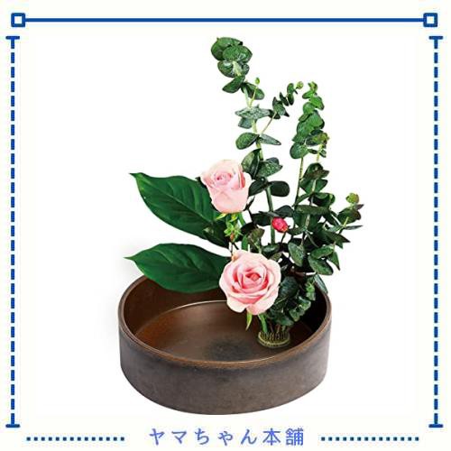 YUYAKESHI花器 華道 生け花用 水盤 花瓶 陶器 挿花 フラワーベース フラワーアレンジメント 和室 卓上 プレート 小原流 剣山付（茶色20CMの通販はau  PAY マーケット - ヤマちゃん本舗 | au PAY マーケット－通販サイト