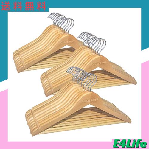Qualsen 木製ハンガー 衣類ハンガー 洋服ハンガー すべらない 肩部分に凹み付き スーツ・シャツ・コート用 おしゃれ ナチュラル色 30本組の通販は 5,675円