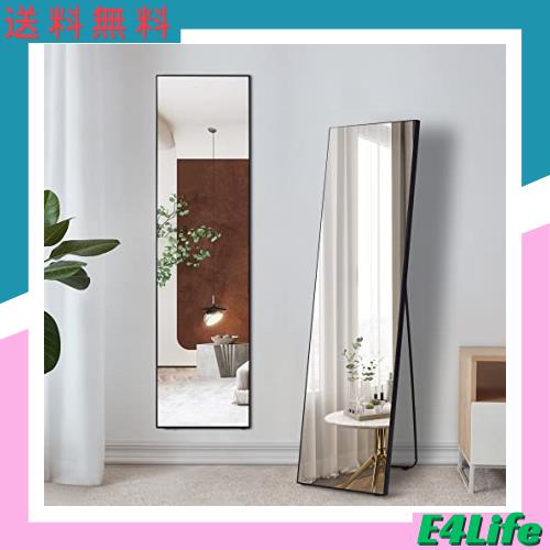 LVSOMT 全身鏡 160×40cm 壁掛け スタンドミラー 2Way 等身大鏡 おしゃれ 軽量 和室 洋室 アルミ合金フレーム 飛散防止加工 ブラックの通販は 12,711円