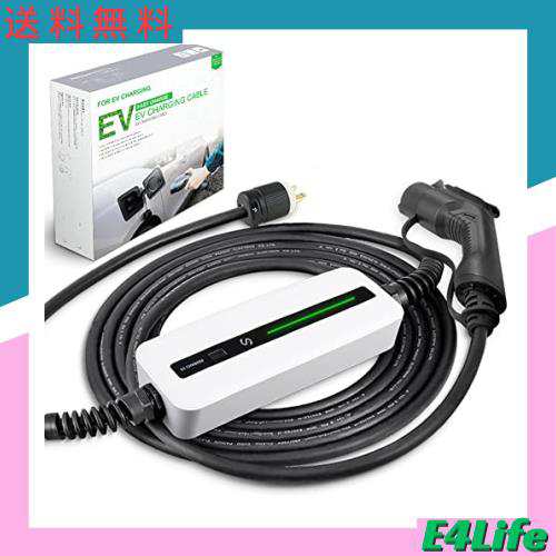 Morecevse EV充電器100V 電気自動車充電器 LCD SAEJ1772車の充電器 EV充電ケーブル15A PHEV充電器インジケーターライト付き6m……  その他カー用品・バイク用品