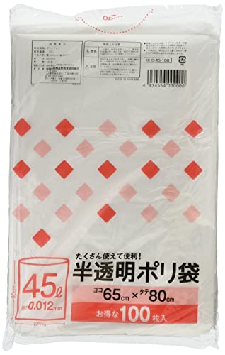 全家協 【ゴミ袋 まとめ買い】半透明 ポリ袋 45L 100枚入×15セット 1500枚 65×80mm 0.012mm OHD-45-100の通販は