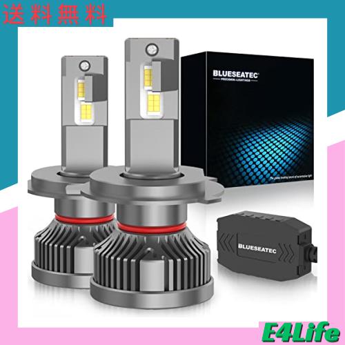 BLUESEATEC H4 LEDヘッドライト 爆光 H4 Hi/Lo ledバルブ 22000LM 60W 6500Kホワイト 車検対応 キャンセラー内蔵 12V/24v（ハイブリッドの通販は 6,086円