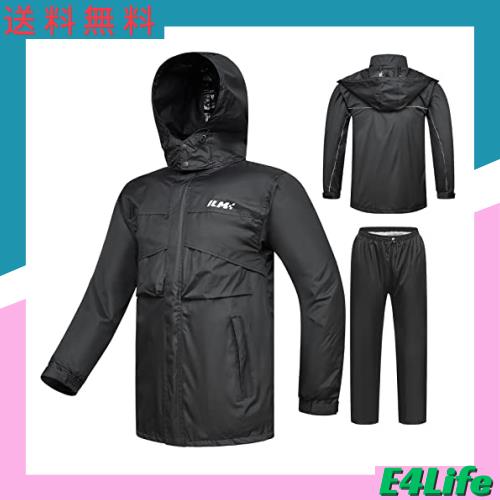 [ILM] バイク レインウェア レインスーツメンズ 上下セット カッパ 雨合羽 厚手 大きいサイズ 防水防風 高耐久性 ストレッチ 6ポケット の通販は 5,836円