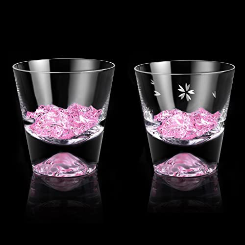 富士山グラス 桜切子 ロックグラス ペア セット 高級 職人手作り 桐箱入り 日本酒 ビール ウイスキー グラス おしゃれ お祝い 結婚祝い の通販は