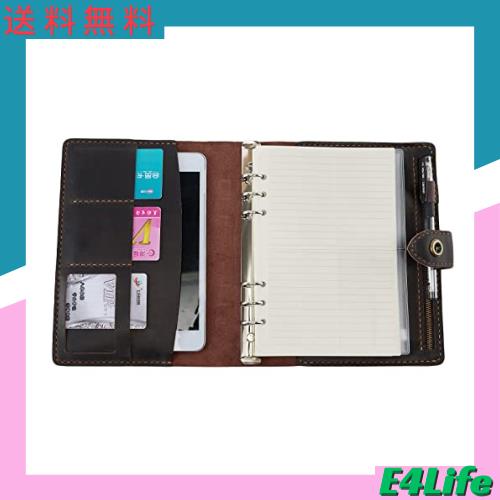 システム手帳 A5 革 2024年 ミニ6穴 リングバインダーノート レザーカバー 手縫い 手作り オリジナル メモ帳 カード収納 PVCポケット/ペ 8,480円