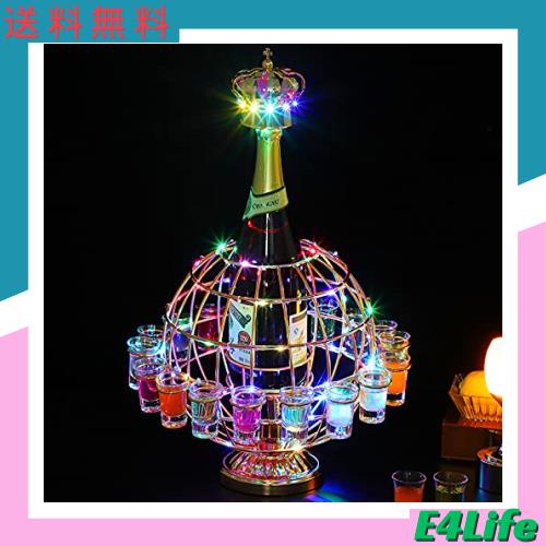 Absdefen テキーラ地球儀 酒器 船型酒棚 雰囲気作り 12カップ LED酒グラス棚 酒ボトルの表示棚 酒カップホルダー 酒グラススタンド ワイの通販は