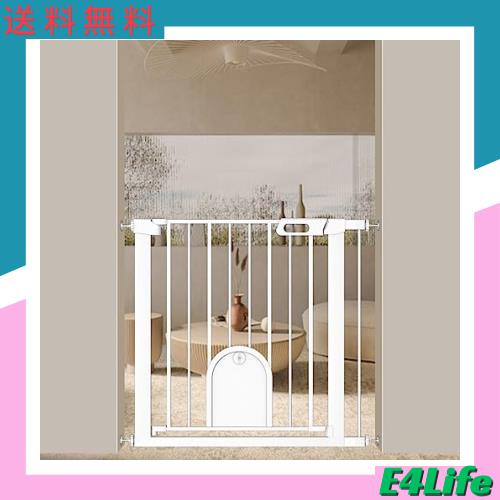 Fairy Baby ベビーゲート ペットゲート ペットドア付き 猫 犬 ゲート 高さ76cm ベビーフェンス 突っ張り式 ダブルロック 自動閉鎖 両開きの通販は