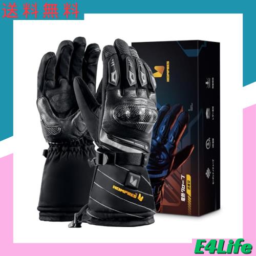 Hompres 瞬足発熱 電熱グローブ カーボンナノチューブ内蔵 バイク グローブ 4段階温度調節 給電方法選べる 滑り止めレザー タッチパネル