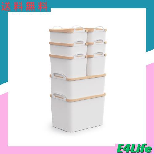 FITYE-KY 収納ケース 手提げ付き 茶色蓋付 3種類サイズ8個セット Sサイズ4個(25.8cm*18cm*高度10cm) Mサイズ1個(25.8cm*18cm*高度16cmの通販は