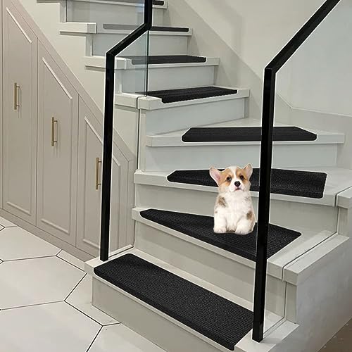 階段マット 15枚 折り曲げ付 滑り止め ずれない 大判 約70×22cm 階段滑り止めマット 吸着階段マット 階段用ステップマット 階段カーペッの通販は