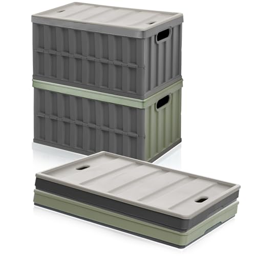 【収納？新設計】収納ボックス 折り畳み コンテナ ボックス 大型 64L*2個 蓋付き 多機能 コンテナ 収納 ケース 積み重ね 組立簡単 取っ手の通販は 7,915円