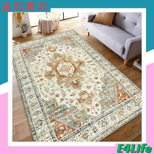 HAOCOO カーペット 洗える 140х200cm ラグ オールシーズン適用 ペルシャ風 じゅうたん 約2畳 滑り止め 防音 寝室 リビング ラグマット の通販は