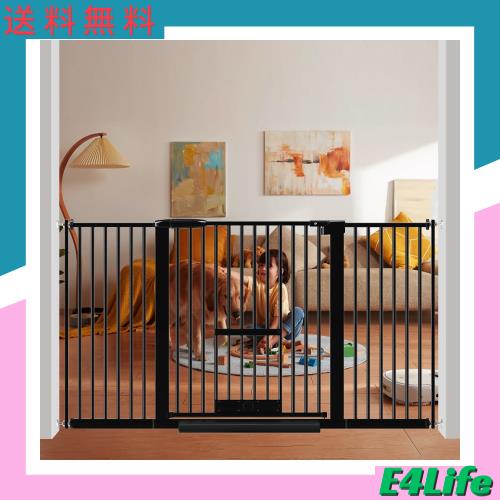 Seogva ペットゲート 3.5cm柵間隔 ペットドア付き 高さ78cm ペットゲート 犬 猫 ゲート ブラック ホワイト 猫用ゲート 過密フレーム付き の通販はその他ベビー