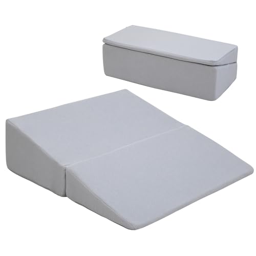 Qucover 三角クッション 三角枕 背もたれ 傾斜枕 幅60 足まくら なだらか枕 横向き寝 体位変換 三角 クッション テレビ枕 高反発 白 快眠の通販は