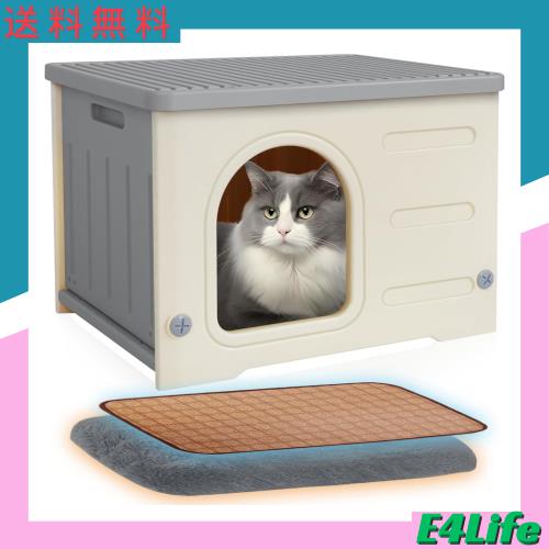 laiqianle 猫 ハウス ペットハウス 犬小屋 小型犬用 組み立て キャットハウス 屋外 室内 防水 防風 換気 四季通用 毛布付き 組立簡単 野