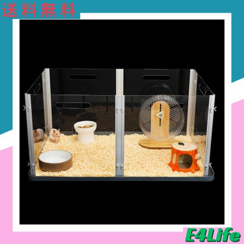 Ruexue 大型ハムスターケージ 透明アクリル小動物ケージ 80x50x40 cm 組み立て簡単 手締めネジ ハリネズミ・モルモット・ウサギ適用 飼育