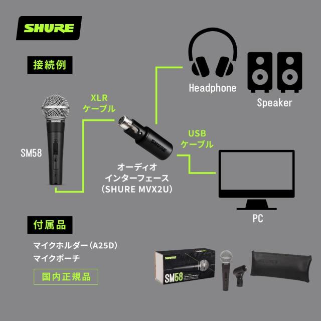 SHURE シュア SM58S ダイナミックマイク : ON/OFFスイッチ付き マイクスタンド用ネジ無 単一指向性 カーディオイド XLR 有線 ボーカル 歌_6