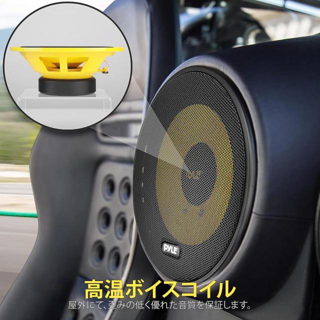 Pyle 16.5cm 2ウェイ ミッドバス・スピーカー 車用 ミッドウーファー