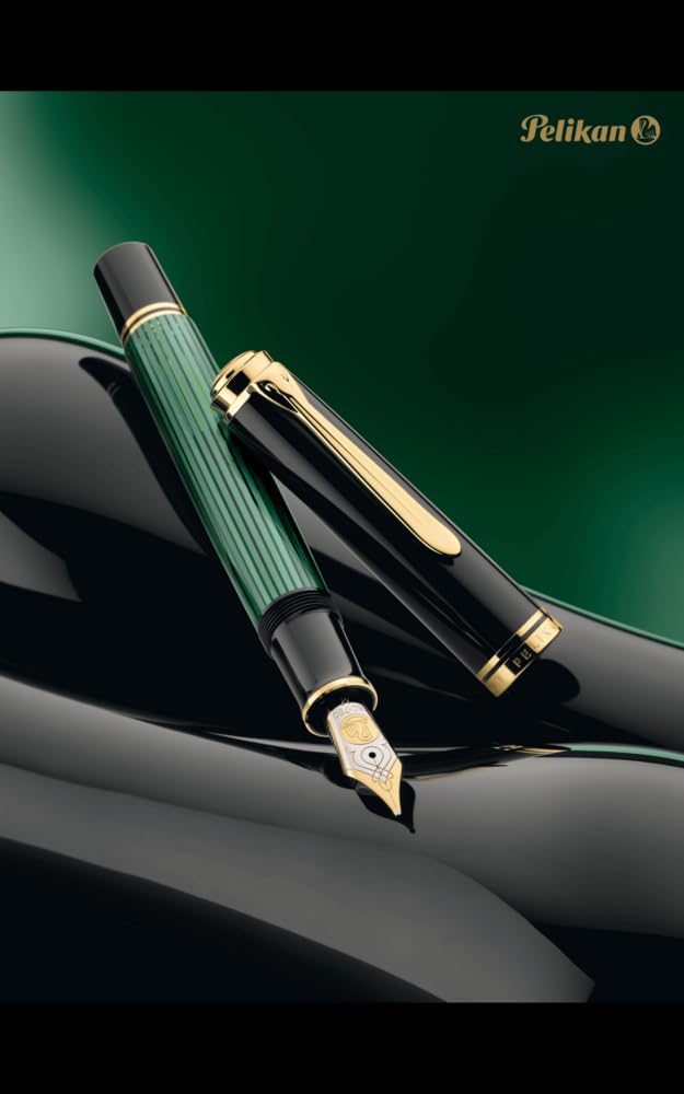 Pelikan ペリカン 万年筆 B 太字 スーベレーン グリーンストライプ M1000 正規輸入品_2