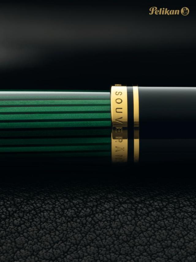 Pelikan ペリカン 万年筆 B 太字 スーベレーン グリーンストライプ M1000 正規輸入品_3