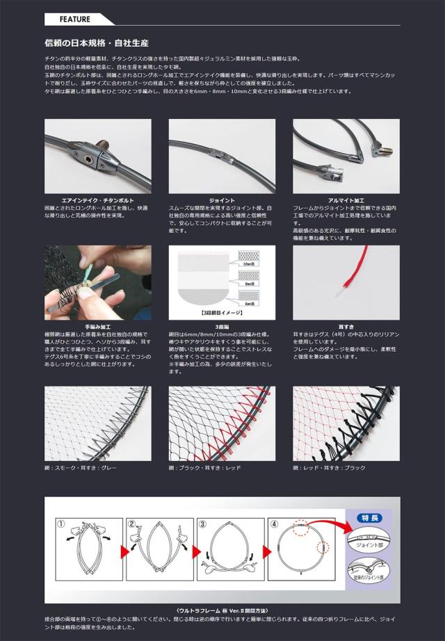 昌栄(Siyouei) ウルトラフレーム 極 Ver.2 チタンカラー 50cm 網セット スモーク(耳すき:グレー)_3