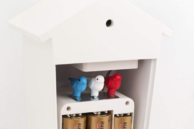 KOOKOO（クークー）バードハウス 白色 12種類の鳥のさえずりが時を