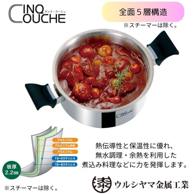 ウルシヤマ金属工業 両手鍋 ディープポット 24cm IH対応 全面5層構造