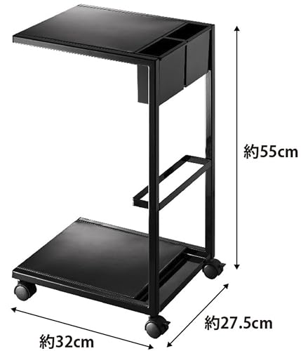 山崎実業(Yamazaki) サイドテーブル ワゴン ブラック 約W27.5×D32×H55cm タワー tower キャスター付き マガジンラック 小物入れ 7156_1