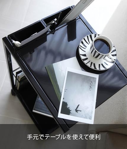 山崎実業(Yamazaki) サイドテーブル ワゴン ブラック 約W27.5×D32×H55cm タワー tower キャスター付き マガジンラック 小物入れ 7156_3