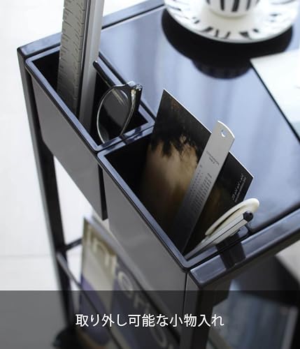 山崎実業(Yamazaki) サイドテーブル ワゴン ブラック 約W27.5×D32×H55cm タワー tower キャスター付き マガジンラック 小物入れ 7156_4
