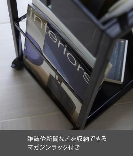 山崎実業(Yamazaki) サイドテーブル ワゴン ブラック 約W27.5×D32×H55cm タワー tower キャスター付き マガジンラック 小物入れ 7156_5