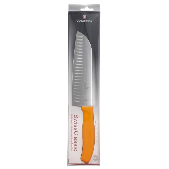 VICTORINOX(ビクトリノックス) 三徳包丁 プロ仕様のステンレススチール製万能包丁 17cm 溝付 オレンジ 料理全般に使える万能なナイフ 食_5