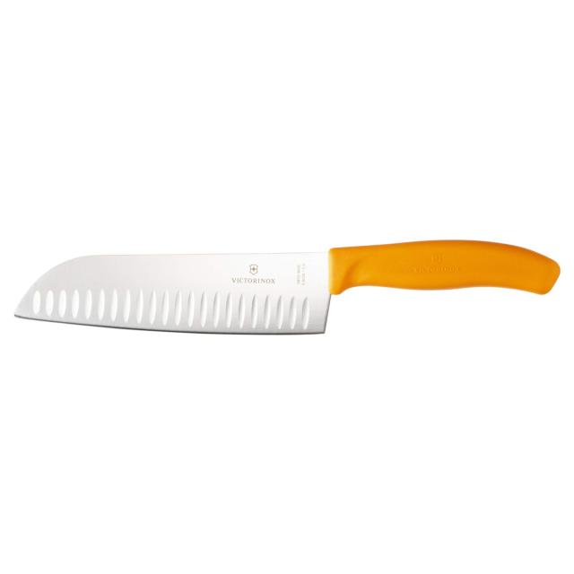 VICTORINOX(ビクトリノックス) 三徳包丁 プロ仕様のステンレススチール製万能包丁 17cm 溝付 オレンジ 料理全般に使える万能なナイフ 食_8