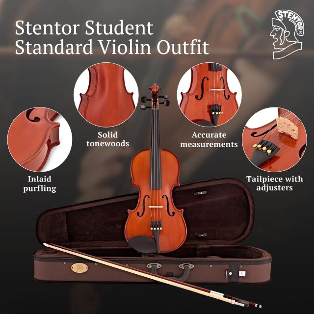 STENTOR バイオリン アウトフィット 適応身長145cm以上 ハードケース、弓、松脂 SV-120 4/4_2