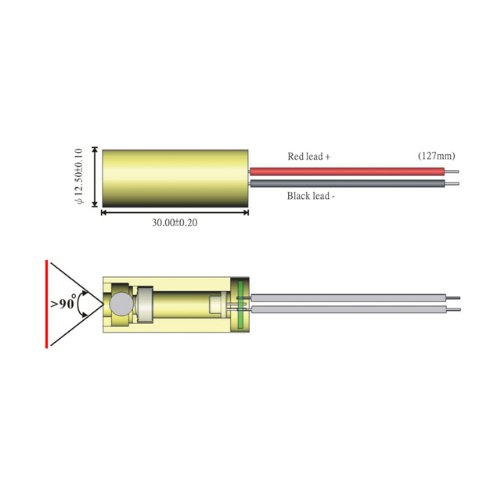 Quartonレーザーモジュール VLM-635-27 LPT-10 (工業用ラインレーザー) 波長：635 nm, クラス1